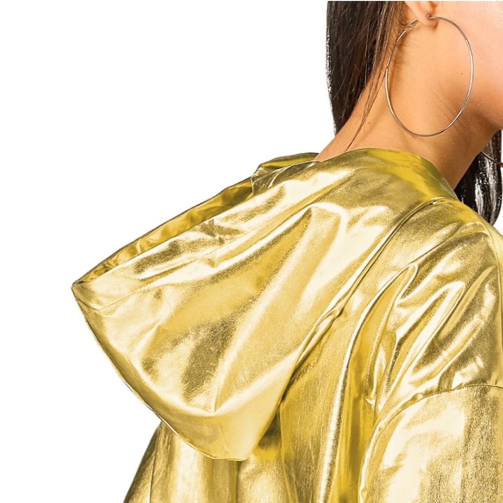Holographic Party Shiny Lightweight Zipper Hooded Metallic Jacket - Picture 7 of 10